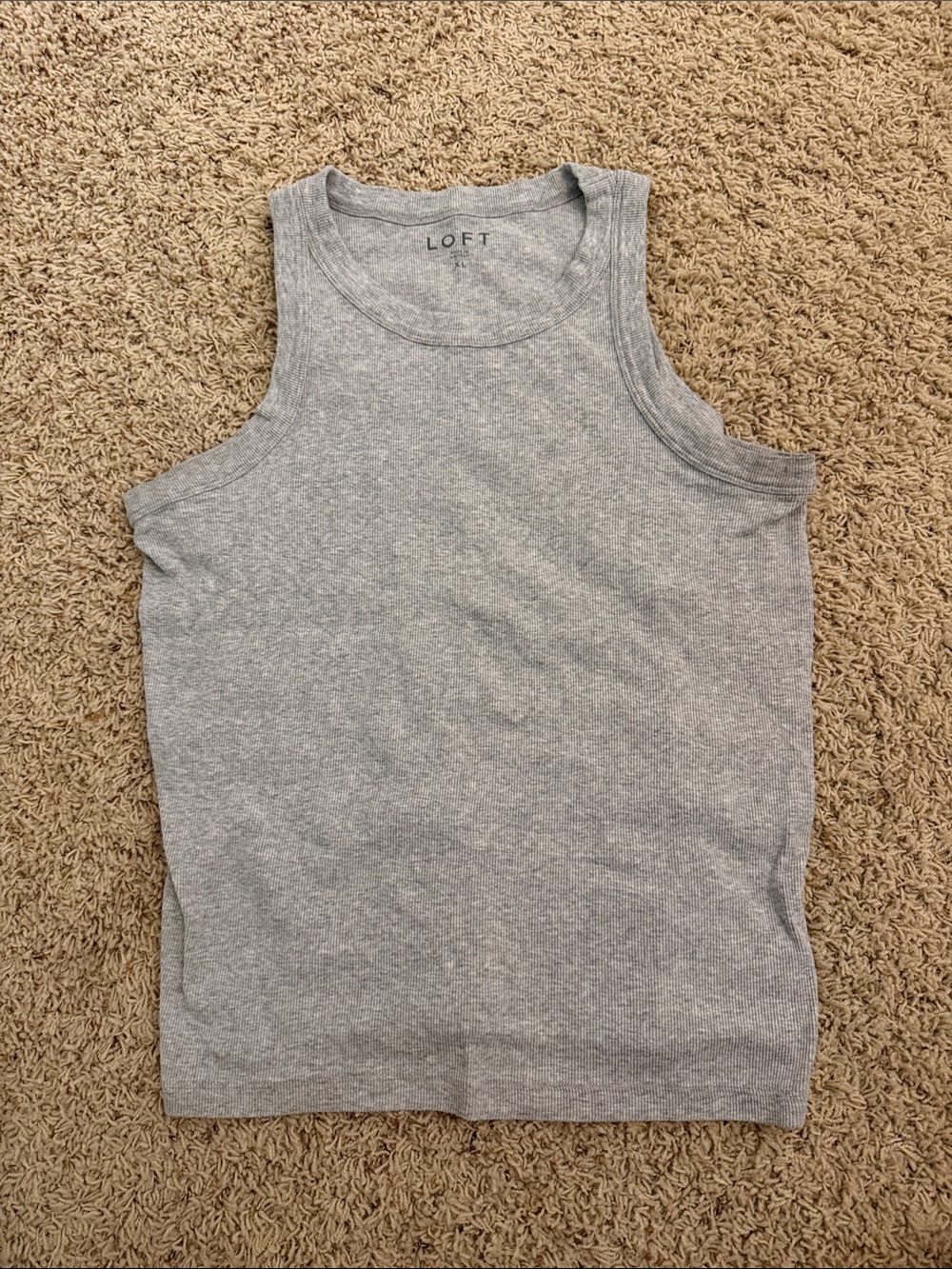 LOFT women's Light Gray Ribbed Tank Top